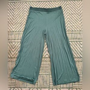 Gudrun Sjoden Jade Green Wide Leg Capri Pants L Soft Stretch Tencel VGUC